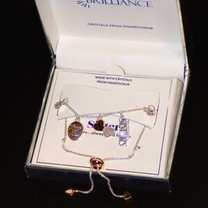 New $50 Brilliance Sister Swarovski Crystals Fine Silver Plated Bolo Bracelet